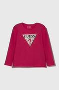 Bluzki dla dziewczynek - Guess longsleeve dziecięcy kolor różowy - miniaturka - grafika 1