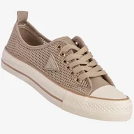 Trampki damskie - Trampki Damskie Ażurowe Buty Sportowe Khaki MSMG QY838-63 38 Khaki - miniaturka - grafika 1
