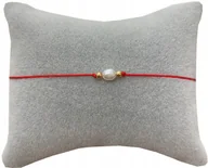 Bransoletki - Złota bransoletka sznurkowa perła naturalna srebro - miniaturka - grafika 1