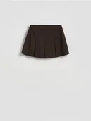 Spodenki damskie - Reserved - Plisowane spódnico-szorty - ciemnobrązowy - miniaturka - grafika 1