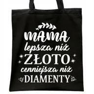 Torby i wózki na zakupy - Torba bawełniana czarna na zakupy Dzień Matki Dla Mamy Prezent - miniaturka - grafika 1