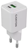 Ładowarki do telefonów - Canyon CU20AC GaN 20W 1xPD 1xQC EU Biała - miniaturka - grafika 1