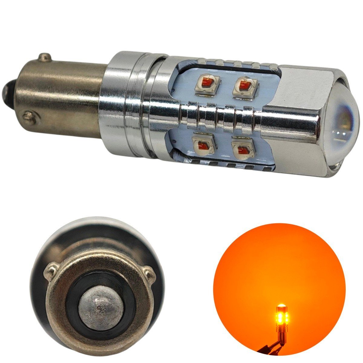 H21W Żarówka Led Bay9S 12-24V Canbus Pomarańczowa Usa