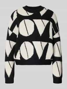 Sweter z dzianiny o kroju regular fit z dodatkiem wełny model ‘LOVE’ - Swetry damskie - miniaturka - grafika 1