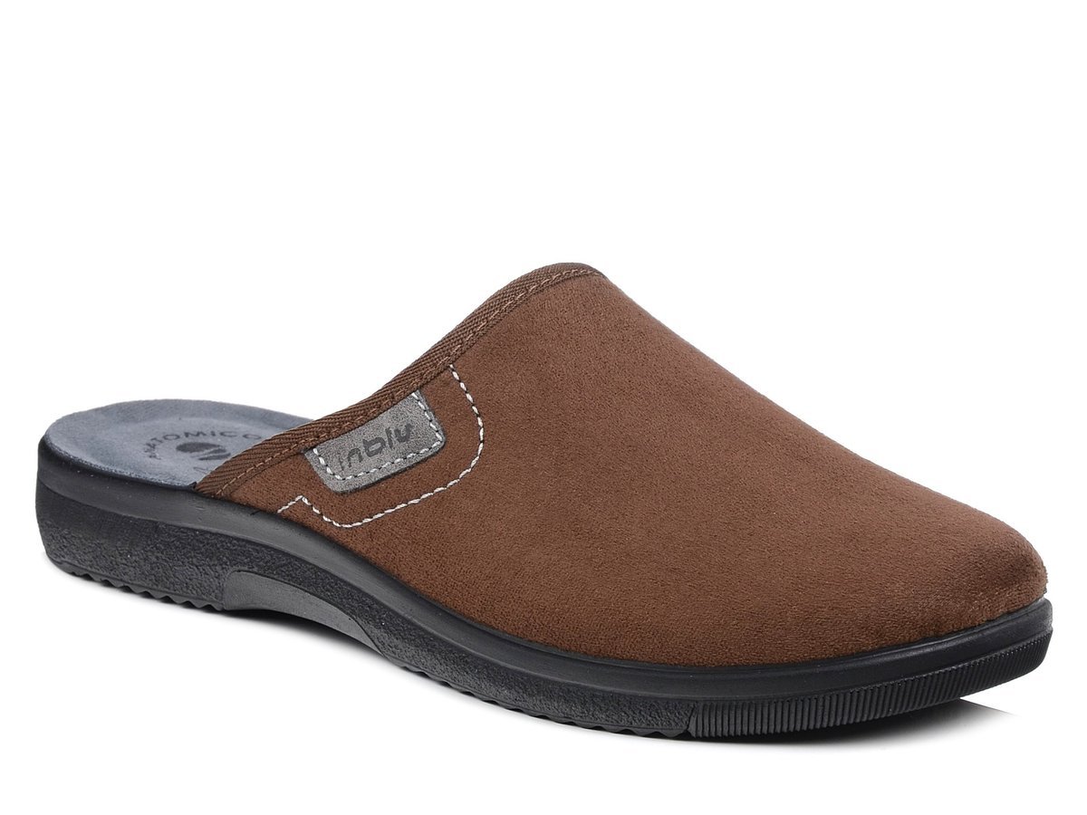 Kapcie męskie brązowe Inblu DG-82 pantofle domowe zakryte palce laczki-43