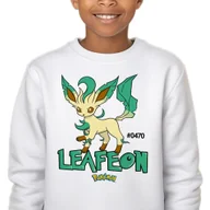 Bluzy dla dziewczynek - Bluza Dziecięca Biała Bez Kaptura Super Prezent Dla Dziecka Leafeon 116 Wz - miniaturka - grafika 1