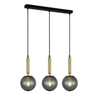Lampy sufitowe - Italux Loftowa LAMPA wisząca RAVENA szklana OPRAWA zwis na listwie mosiądz przydymione PND-2324-3L BRO+SG - miniaturka - grafika 1