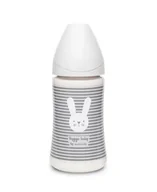 Butelki dla niemowląt - Suavinex Butelka Hygge okrągły trójprzepływ Królik szary 270ml | PONAD 10 TYŚ PRODUKTÓW W ATRAKCYJNYCH CENACH | SZYBKA - miniaturka - grafika 1