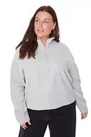 Koszule damskie - Trendyol Damska koszula kołnierzyk gładka regularna bluza plus size, szara, 3XL, Szary - miniaturka - grafika 1
