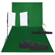 Lampy studyjne - vidaXL Fotograficzny zestaw studyjny z lampami i tłem - miniaturka - grafika 1