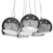 Lampy sufitowe - Beliani Lampa wisząca Lampa wisząca 7 kloszy metalowa srebrna OLZA 12924 - miniaturka - grafika 1