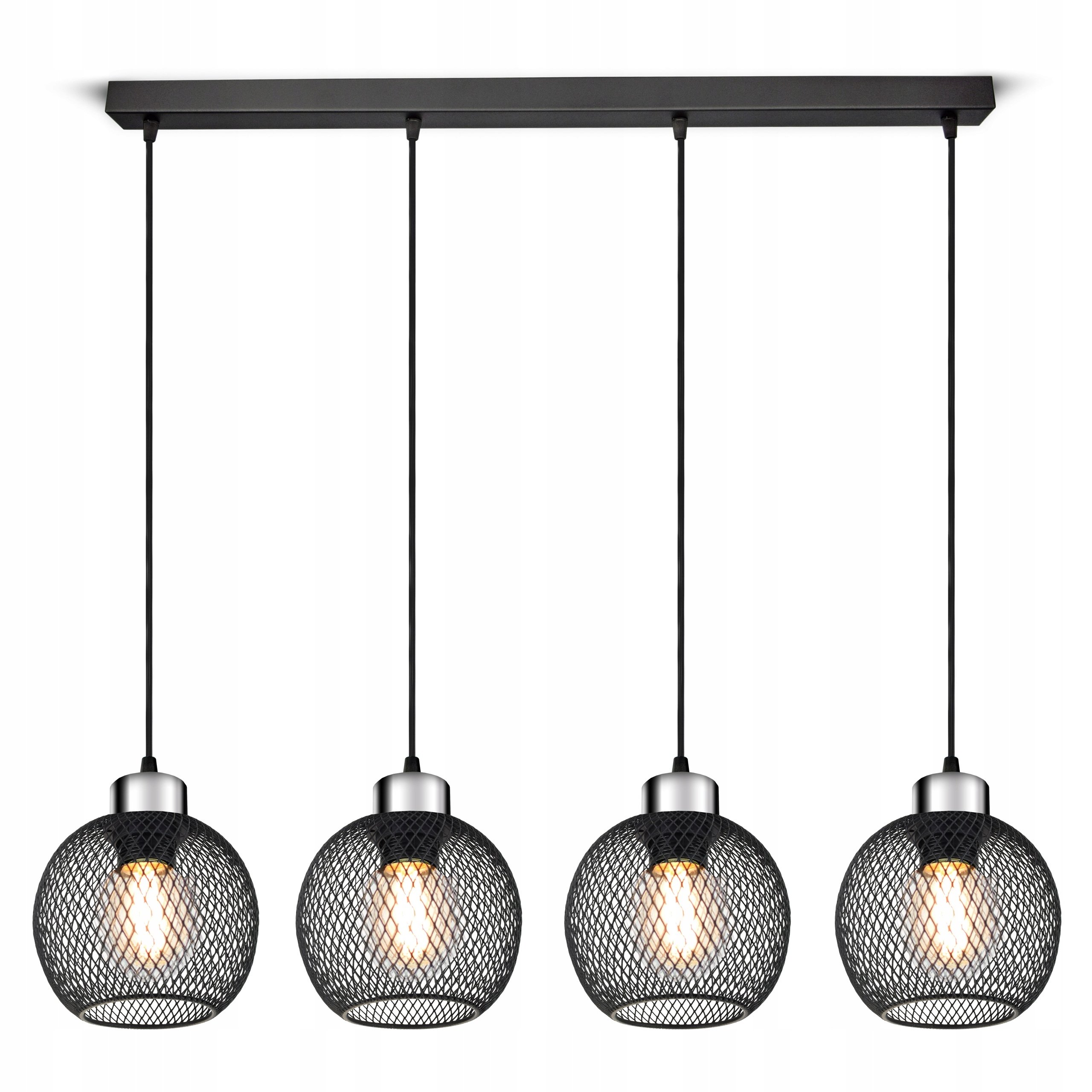Lampa Sufitowa Żyrandol Wisząca Vintage LOFT Reflektor 444-BZ4 E27 Z Siatki