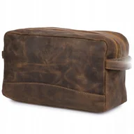 Nerki - Kosmetyczka Skórzana Brązowa Nubuk Saszetka Podróżna Duża Beltimore J49 : K - miniaturka - grafika 1