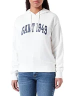 Bluzy damskie - GANT MD. Logo Hoodie Damska bluza z kapturem, Eggshell, XXL - miniaturka - grafika 1