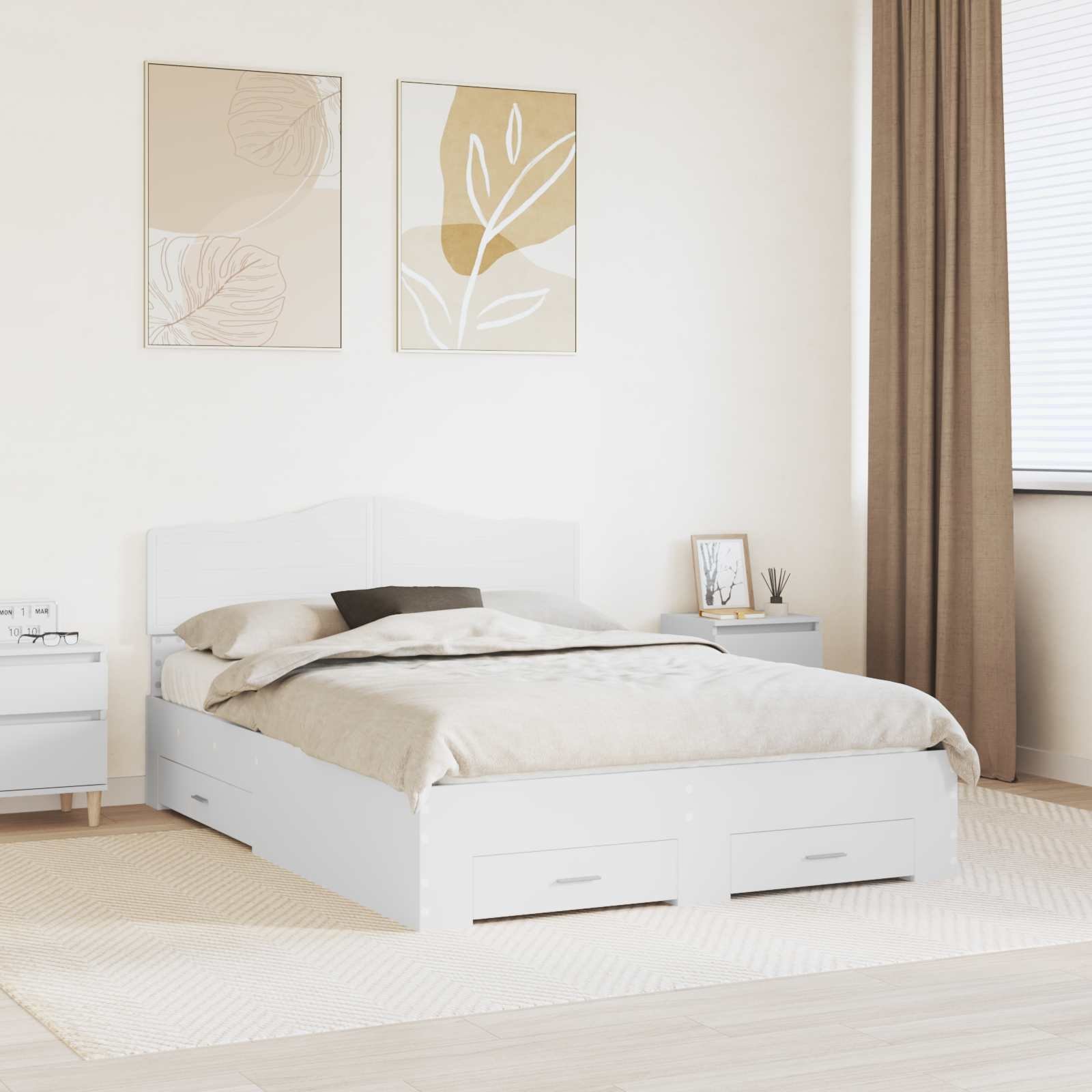 vidaXL Ramka łóżka Biały 160 x 200 cm Materiał z kompozytowego drewna