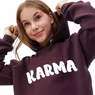 Bluzy damskie - Bordowa Bluza Damska Z Kapturem KARMA Modna Stylowa Kobiece Piękne Wz - L - miniaturka - grafika 1