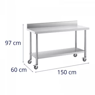 Stół ze stali nierdzewnej na kółkach - 60 x 150 cm - 160 kg ROYAL CATERING 10012812 RCAT-150/60-WS - Meble gastronomiczne - miniaturka - grafika 4