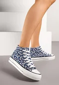 Trampki damskie - Granatowe Trampki z Wysoką Cholewką w Kwiatowy Print Follavira - Renee - miniaturka - grafika 1