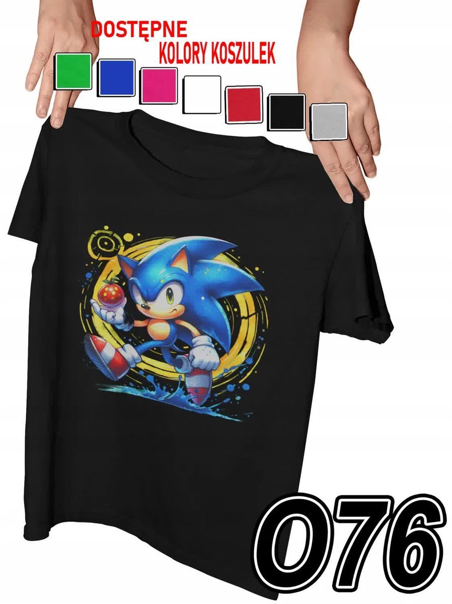 Koszulka Dziecięca Z Nadrukiem Sonic Błyskawica Różne - L 146-152