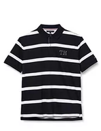 Paski - Tommy Hilfiger Męska blokujący pasek regularna koszulka polo, niebieska, XS - miniaturka - grafika 1