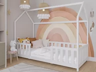 Łóżka dla dzieci i młodzieży - Łóżko dziecięce Domek 80x160 z barierką i stelażem kolor biały D8 - miniaturka - grafika 1