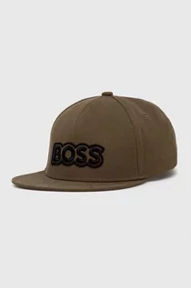 Czapki męskie - Boss Orange czapka z daszkiem bawełniana kolor zielony z aplikacją - grafika 1