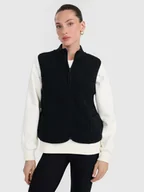 Kurtki damskie - 4F Bezrękawnik sherpa damski - czarny S - miniaturka - grafika 1