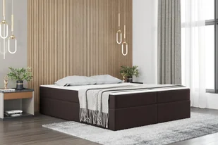 Łóżko skrzyniowe do sypialni z nakładką na materac RUBEN, tkanina Soro, wiele kolorów Brązowy 160x200 cm - Łóżka - miniaturka - grafika 1