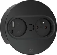 Gniazdka elektryczne - BACHMANN TWIST 2 1xUTE 1xUSB A/C 22W 2,0m AEH RAL9005 30GE rond - miniaturka - grafika 1