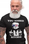 Koszulki męskie - DONALD TRUMP You Missed KOSZULKA czarna męska T-SHIRT USA FIGHT wybory S - miniaturka - grafika 1