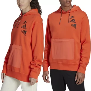 Bluza adidas Essentials BrandLove Fleece Hoodie HL9385 - pomarańczowa - Bluzy męskie - miniaturka - grafika 1