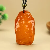 Wisiorki - TEMU Naszyjnik z Naturalnego Bursztynu - Kamień Urodzinowy , Ręcznie Robiony Wisiorek z Prawdziwego Bursztynu, Nieregularna Biżuteria dla Kobiet i - miniaturka - grafika 1