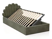Łóżka dla dzieci i młodzieży - Łóżko dziecięce tapicerowane z pojemnikiem 90x200 ze stelażem oliwkowy Velvet Kids Line 3 Muszelka - miniaturka - grafika 1