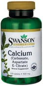 Witaminy i minerały - Swanson - Wapń (Węglan, Asparaginian i Cytrynian), 500 mg, 100 tabletek - miniaturka - grafika 1