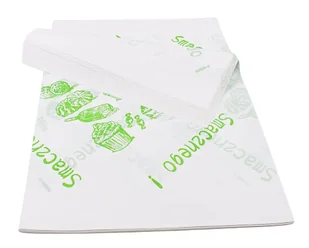 Papier do pakowania żywniości, półpergamin 40g 35x50 nadruk zielony SMACZNEGO 5 kg. - Folia, papier śniadaniowy, serwetki - miniaturka - grafika 1