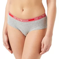Spodnie damskie - Emporio Armani Damskie spodnie z logo Iconic Cheeky, jasnoszary melanżowy, XS - miniaturka - grafika 1