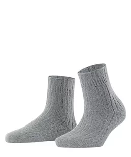 FALKE Kobiety Skarpety Bedsock Rib W SO Wełna Merynosa Kaszmir ciepłe miękkie 1 Para, Szary (Silver 3290), 35-38 - Skarpetki damskie - miniaturka - grafika 1