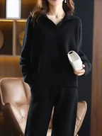 Komplety damskie - Dwuczęściowy zestaw damskiej odzieży domowej - Czarny XL - miniaturka - grafika 1