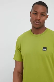 Koszulki męskie - Jack Wolfskin t-shirt bawełniany kolor zielony z nadrukiem - grafika 1