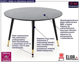 Elior Okrągły stół do salonu Omar - czarny - Stoły - miniaturka - grafika 1