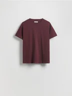 Koszulki i topy damskie - Reserved - Bawełniany t-shirt regular - bordowy - miniaturka - grafika 1