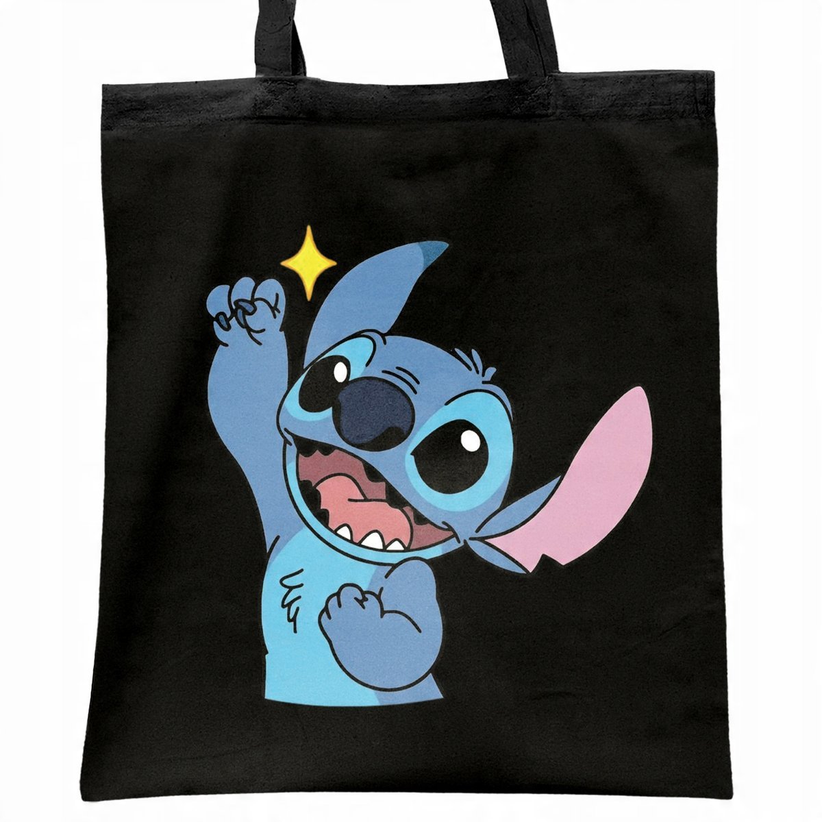 Torba bawełniana czarna na zakupy Stitch Lilo i Stich Dla Fanów