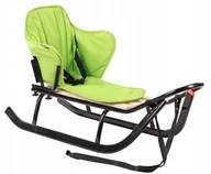 Sanki i ślizgacze - MOCNE SANKI JEE CZARNE OPARCIE MATERAC ZIELONY dla dzieci Polskie Metalowe - miniaturka - grafika 1