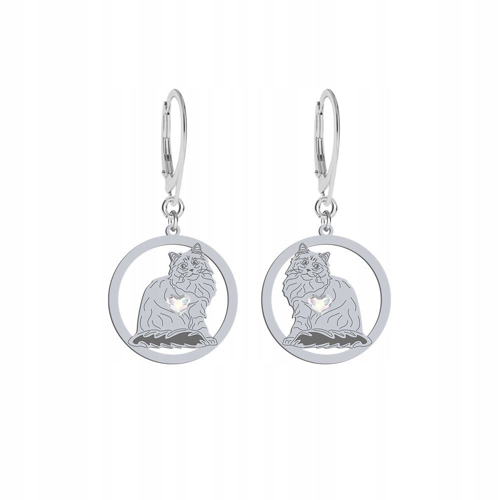 Kolczyki Srebrne Kot Syberyjski 925 Kobieta Biżuteria Prezent GRAWER GRATIS