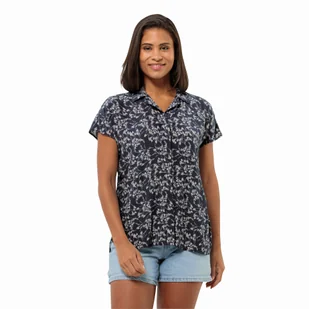 Damska koszula Jack Wolfskin SOMMERWIESE SHIRT W LEAVES night blue - L - Koszule damskie - miniaturka - grafika 1