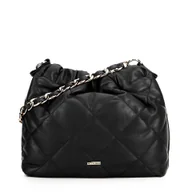 Torebki damskie - Damska torebka typu worek na łańcuszku czarna - miniaturka - grafika 1