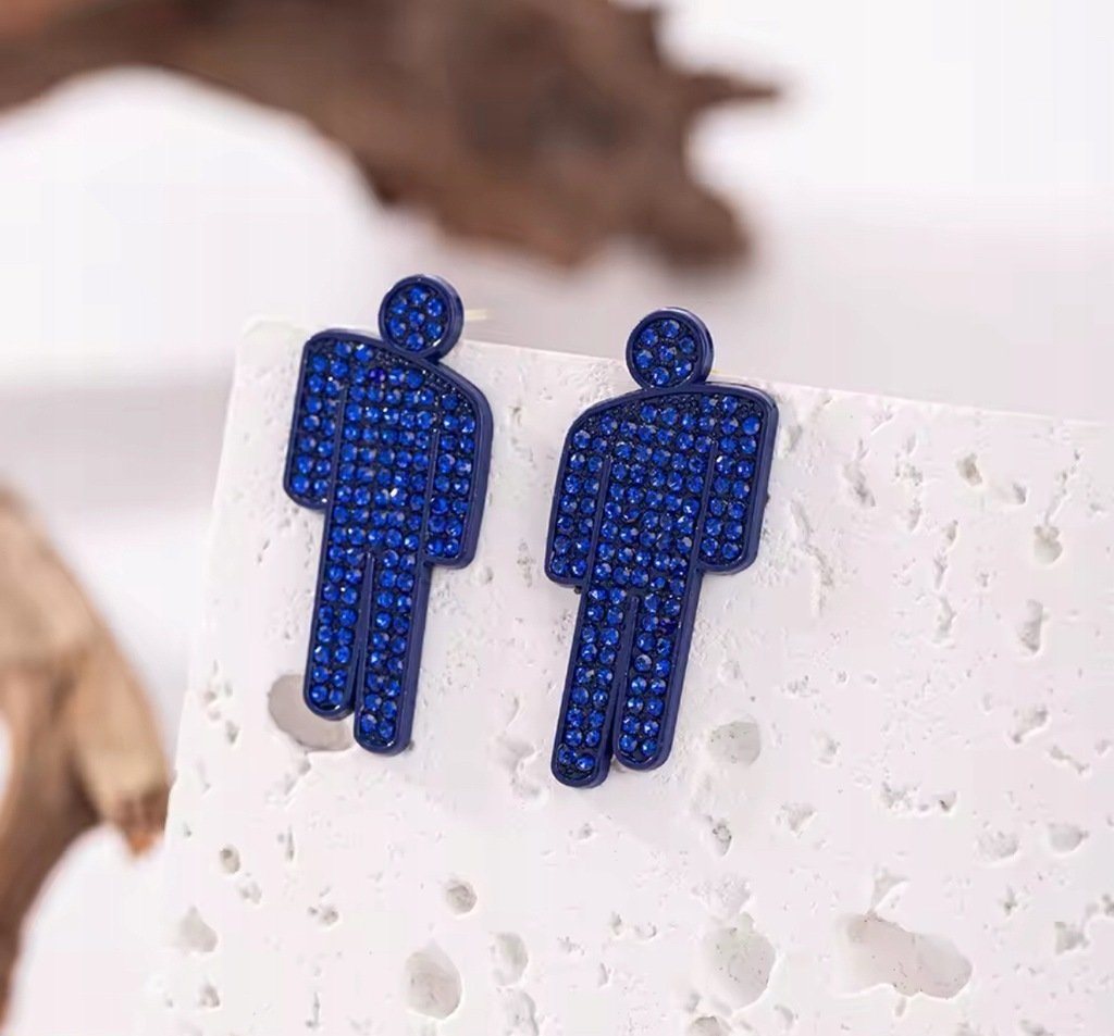 Kolczyki Billie Eilish Bad Guy Diamentowe Niebieskie Muzyka Music Prezent