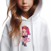 Bluzy dla dziewczynek - Bluza Dziecięca Biała Z Kapturem Na Prezent Kookyloos Mirinda Wzory - 152 - miniaturka - grafika 1