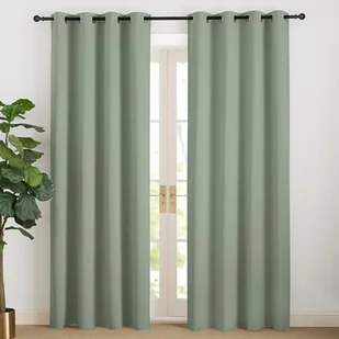 NICETOWN Zasłona termiczna, ochrona przed zimnem, zielona szałwia, 220 cm długości, zasłona zaciemniająca, do pokoju dziecięcego, salonu, nowoczesna, na przelotkach, zestaw 2 sztuk, szałwiowa, wys. - Firany i zasłony dla dzieci - miniaturka - grafika 1