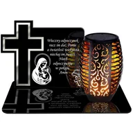 Lampiony i znicze - ZNICZ SOLARNY LED WIECZNY PODSTAWKA NA CMENTARZ GRÓB Krzyż EFEKT PŁOMIENIA - miniaturka - grafika 1